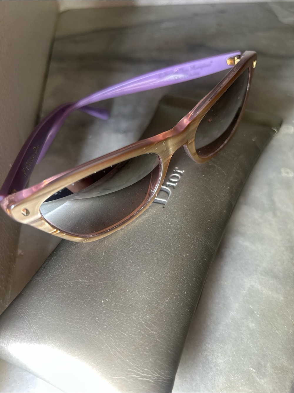 Dior Two-Tone Purple and Brown Cat-Eye Sunglasses